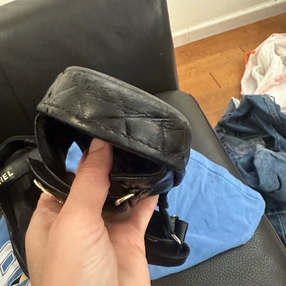 Chanel Black Sandals with Gold Accents dad sandals leather sandals - Picture 14 of 16